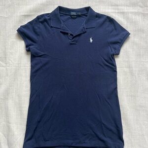 Navy Polo Mesh Mini Dress with Embroidered Logo